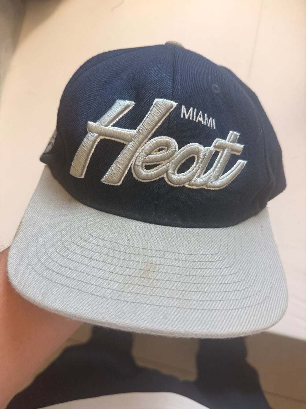 Mitchell & Ness Miami Heat NBA Script Snapback Hat Blue/Grey